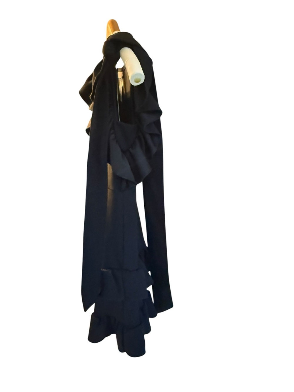 Bonnie Jean Girls Size 7 Black Ruffle Dress Long Shoulder Tie Party Holiday - Picture 4 of 9